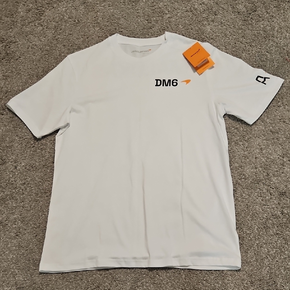 McLaren White Crew Neck Short Sleeve Tee with Minimal Branding